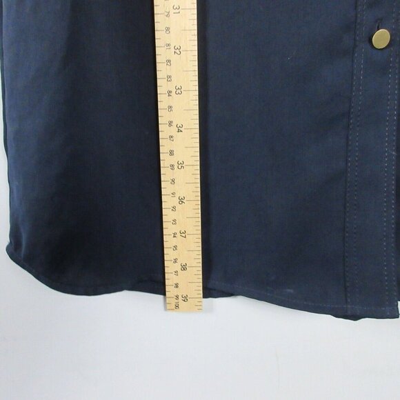 Club Monaco Womens Navy Blue Midi Dress Long Sleeve Button Front 4 Silk 328 - Picture 3 of 11